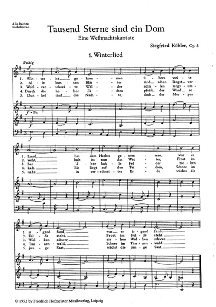 Tausend Sterne sind ein Dom, op. 8